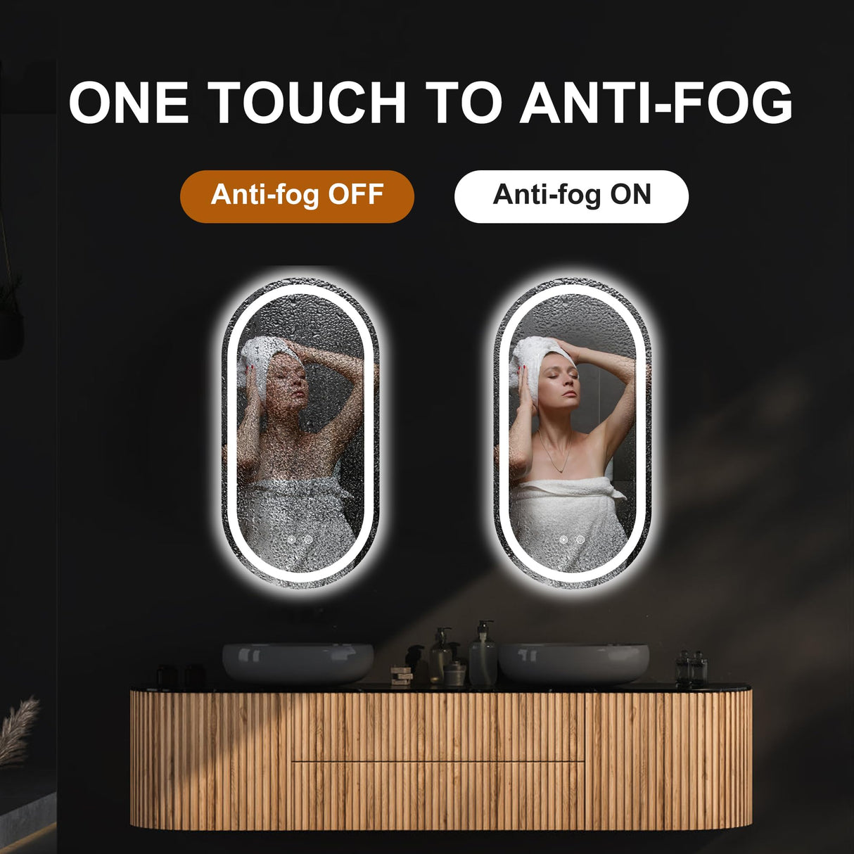 16x32 LED Bathroom Mirror - Anti-Fog Dimmable Vanity Mirror