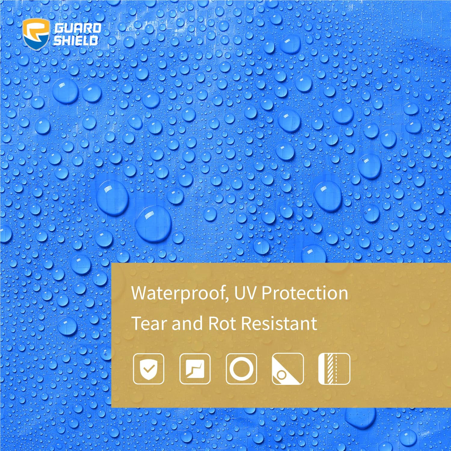 GUARD SHIELD Blue Tarp Waterproof Multi Purpose Outdoor Poly Tarp Cover 12x16 Feet Lightweight 5mil