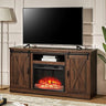 Fireplace TV Stand Sliding Barn Door Wood Entertainment Center