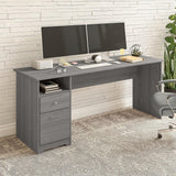 Cabot 72W Office Desks for Home Office with Storage and Chrome Hardware | Elegant Computer Table with Drawers, Modern Gray