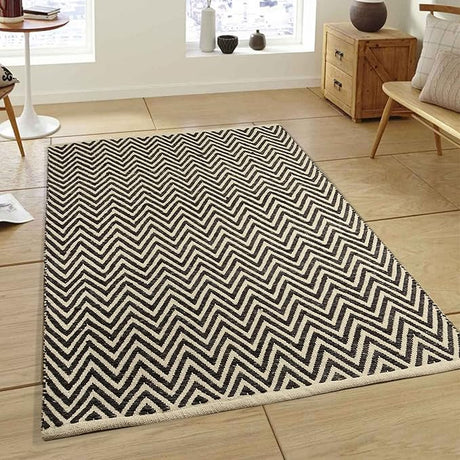 60.5" L Hand Woven Beige Heavy Wool Carpet,Modern Handmade Large Area