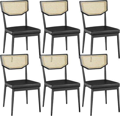 Dining Chairs，Rattan Dining Chairs Set of 6 Black Kitchen Dining Chairs