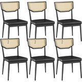Dining Chairs，Rattan Dining Chairs Set of 6 Black Kitchen Dining Chairs