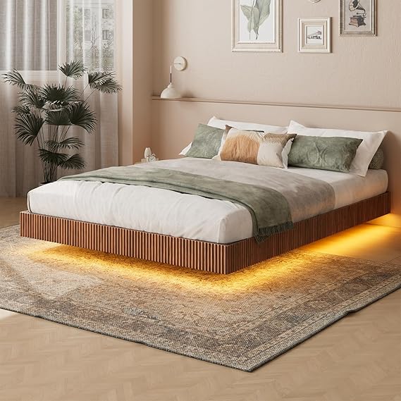 Full Floating Bed Frame with LED Lights