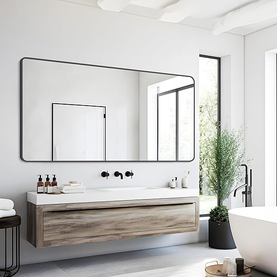 Black Bathroom Mirror,  Wall Mirror with Metal Frame