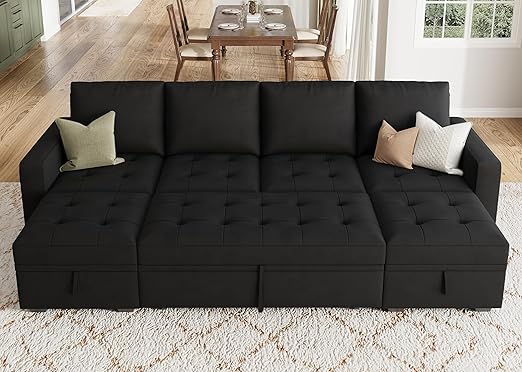 Modular Sectional Sleeper Sofa with Pull Out Bed, Convertible L Shaped