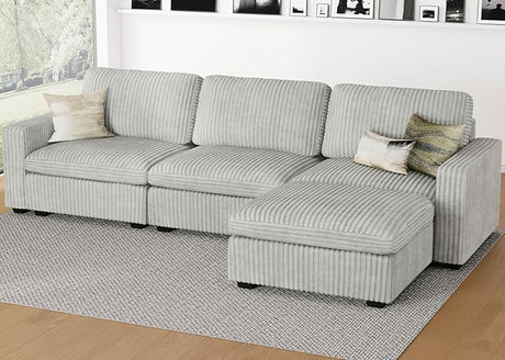 Oversized U Shaped Modular Sectional Sofa 6 Seat Corduroy Cloud Modular Couch