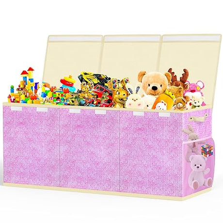 Extra Large Toy Box Toddlers Chest with Lids, Collapsible Sturdy Toy Storage Organizer