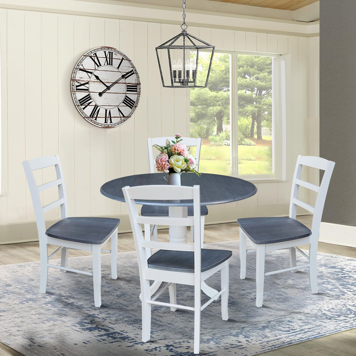 K05-42DP-C2-4 Table and chairs set, Onesize, White/Heather Gray