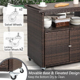 Storage Cabinet Patio Wicker Sideboard Buffet Cabinet Prep Table Outside Kitchen Serving