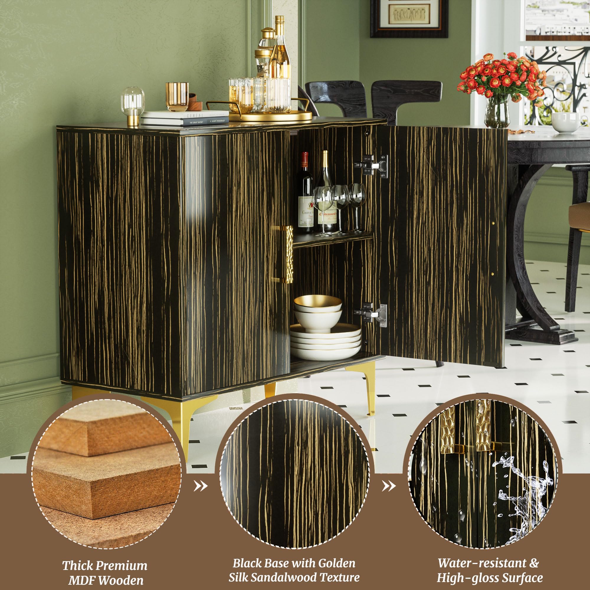 Cabinet with Storage, Storage Cabinet with Doors and Adjustable Shelf, Accent Cabinet