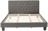 Roy Fabric Platform Bed with Button Tufted Headboard Design