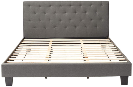 Roy Fabric Platform Bed with Button Tufted Headboard Design