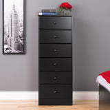 Astrid Tall Black Dresser: 16"D x 20"W x 52"H, 6-Drawer Chest for Bedroom by