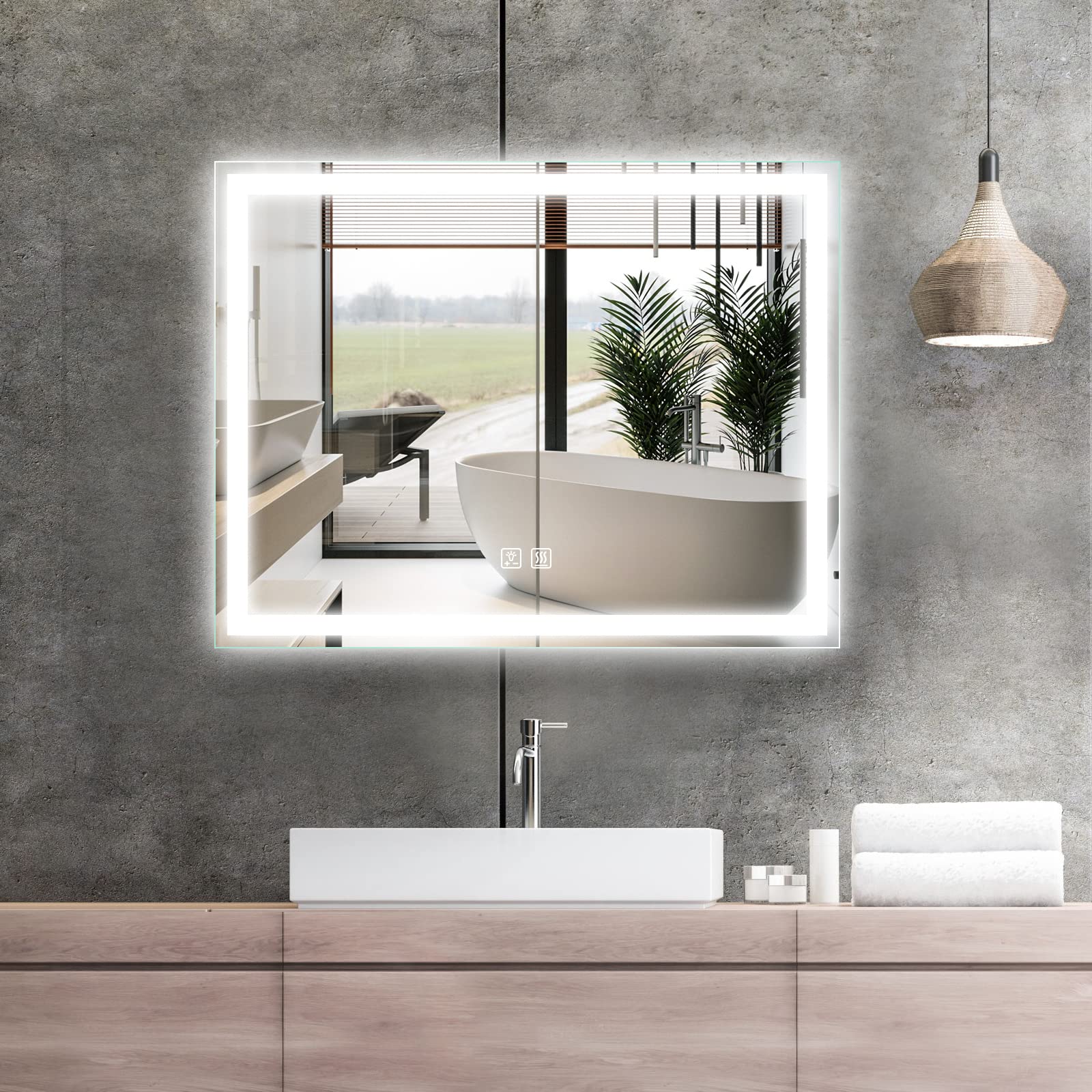 LED Bathroom Mirror with Front and Backlit,Anti-Fog