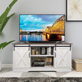 TV Stand, Storage Cabinet with Sliding Barn Doors and Adjustable Shelves, Modern 28”H,