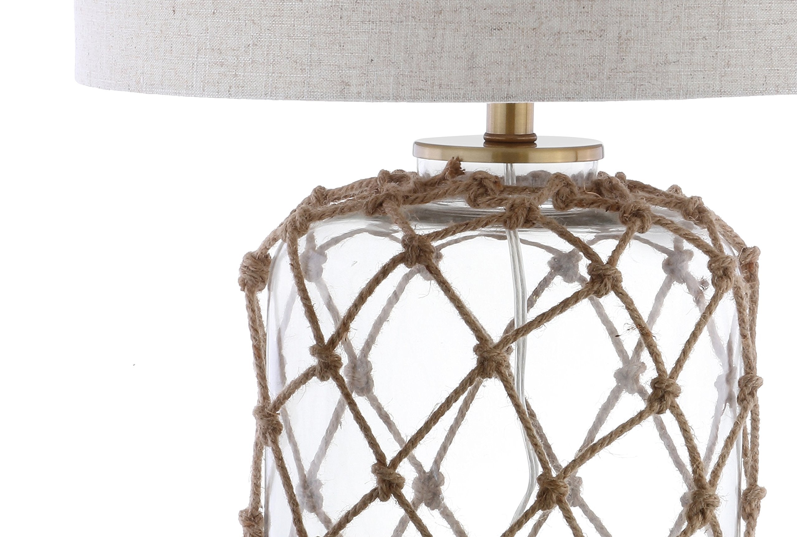 JYL5033A Mer 26.5" Glass and Rope LED Table Lamp Coastal Traditional