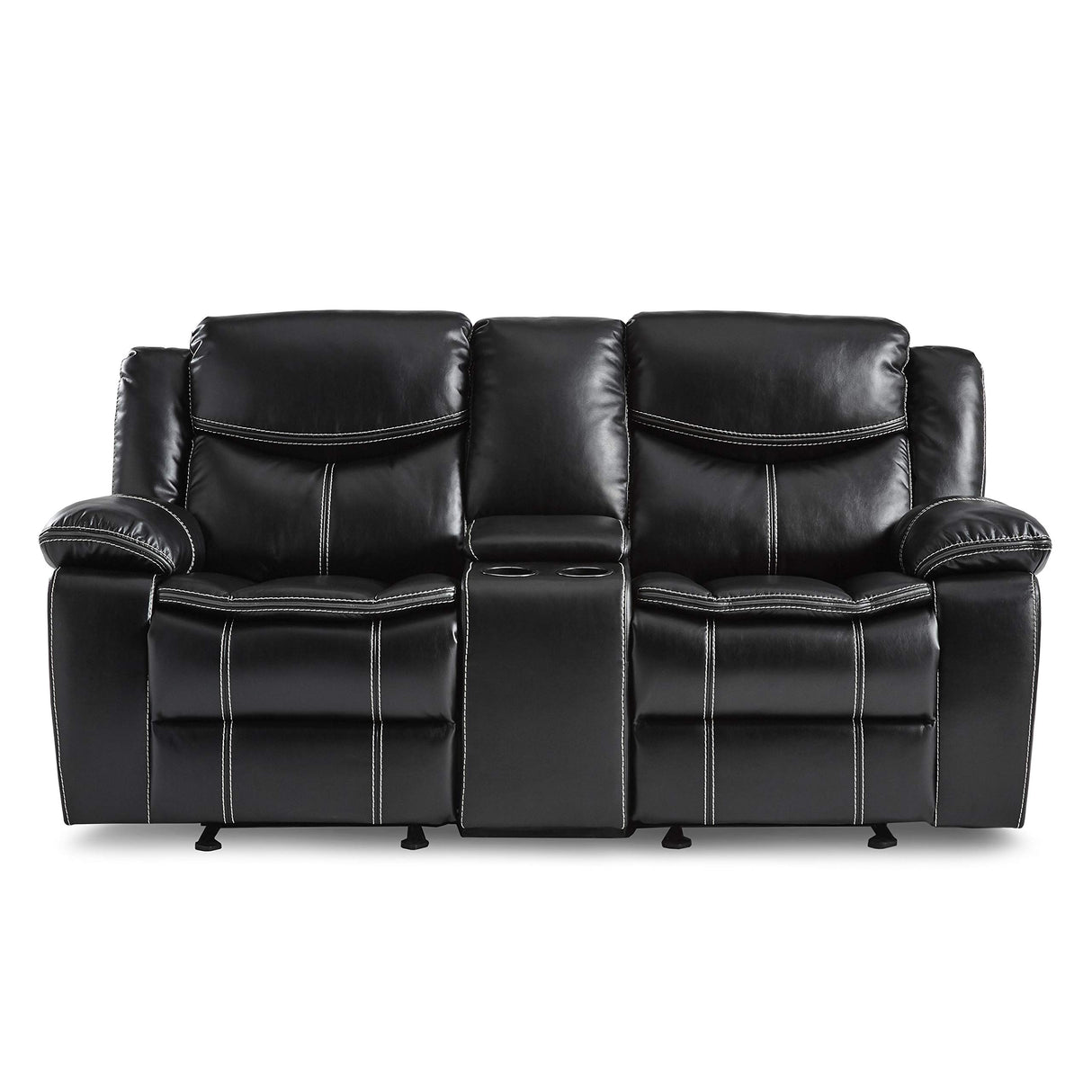 Manual Double Glider Reclining Loveseat, Black