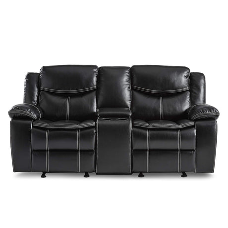 Manual Double Glider Reclining Loveseat, Black