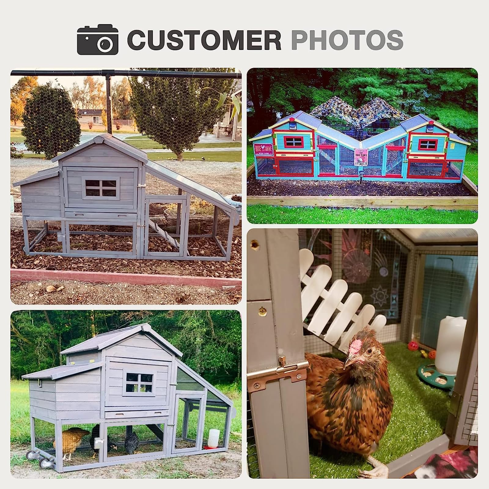 MEDEHOO Chicken Coop Expandable Chicken House for Outdoor with Wheels Nesting Box, Leakproof Pull-on Tray and UV-Resistant Roof Panel