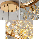 Modern Crystal Chandelier Round Chandelier Light Fixture Gold Sputnik