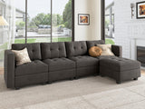 Modular Sectional Sofa with Storage Seat Convertible L Shaped Couch with Chaise Velvet