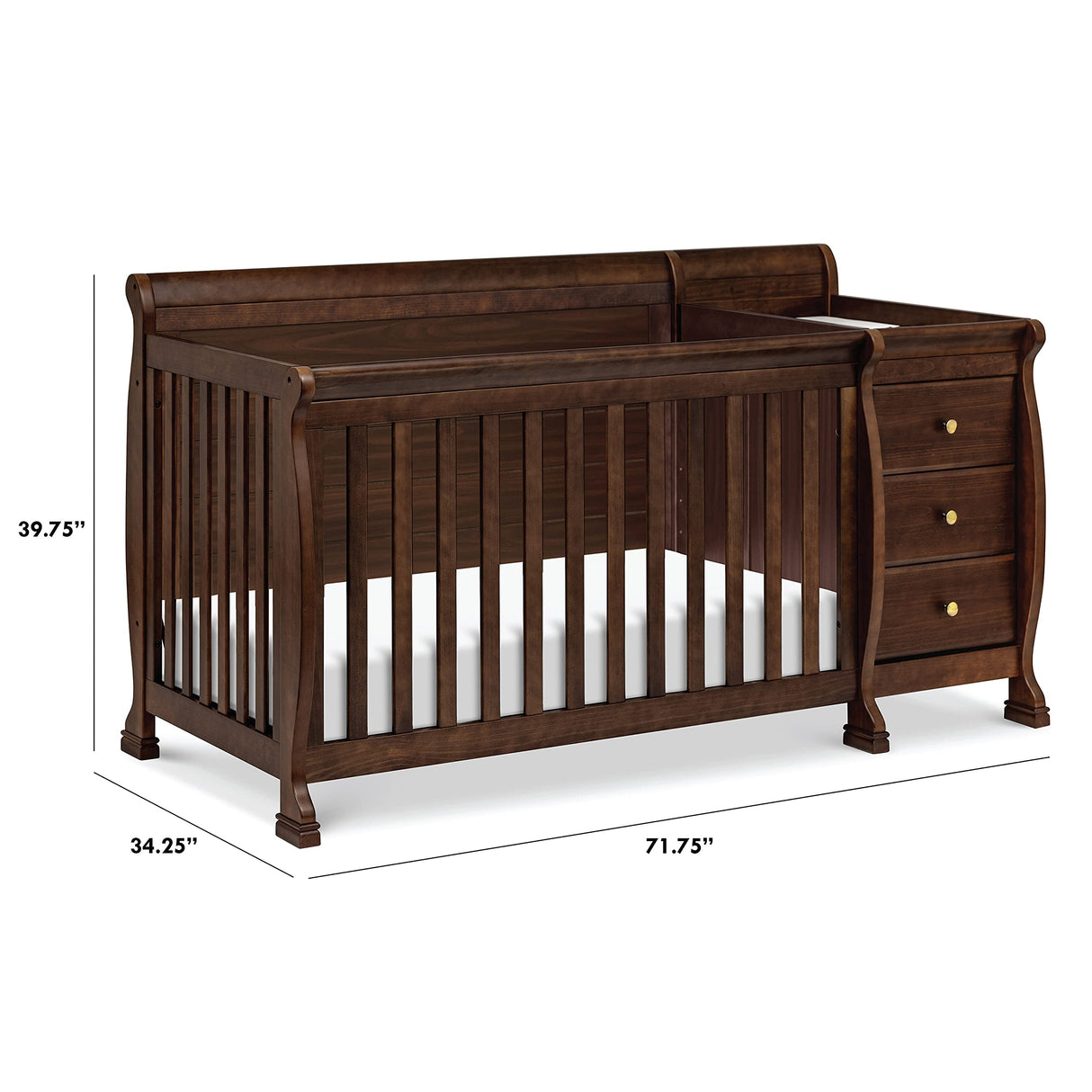 Kalani 4-in-1 Convertible Crib and Changer Combo in Espresso