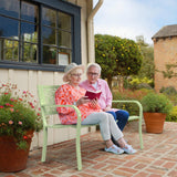 Outdoor Bench Metal with Floral Back, Garden Bench Front Porch Bench for Yard Patio
