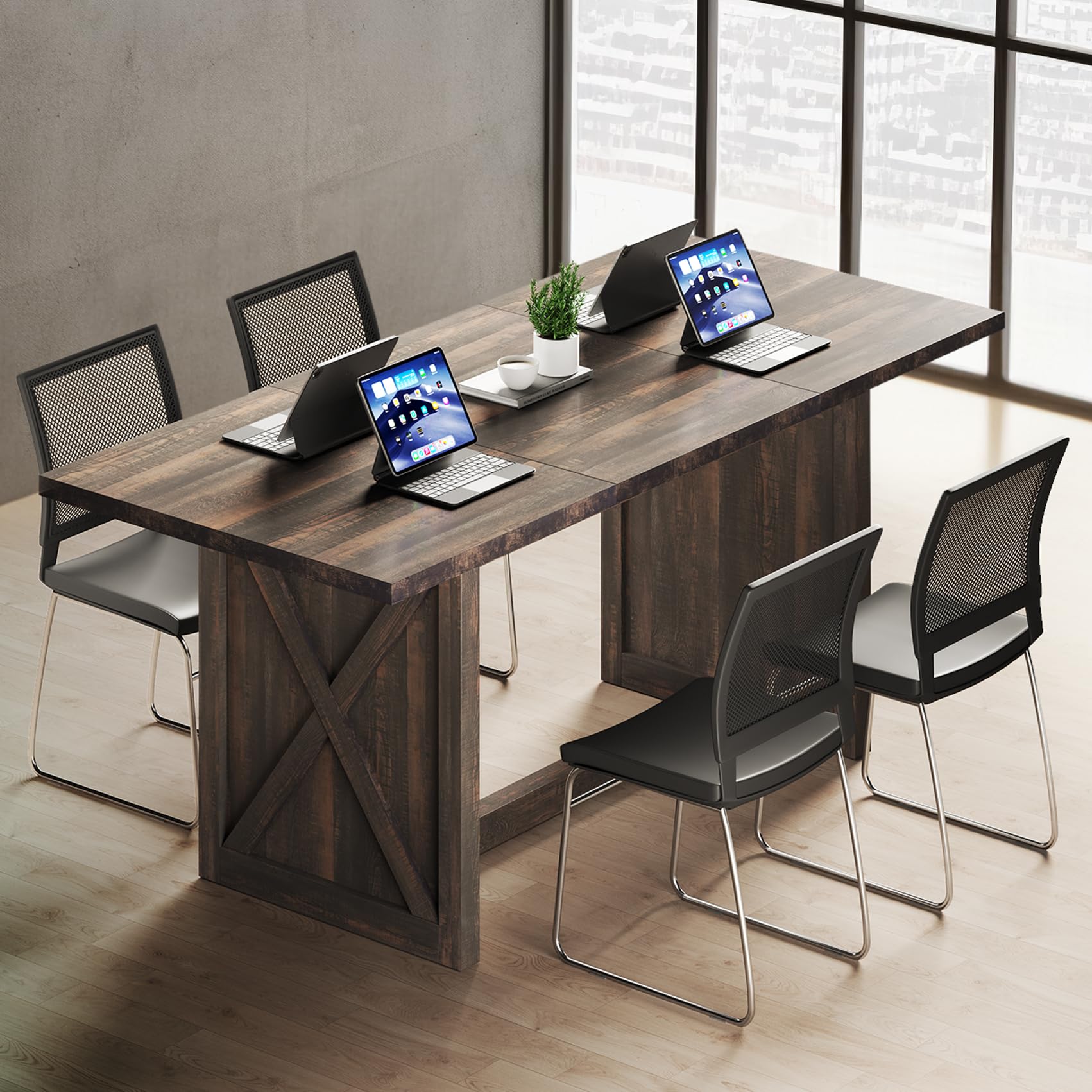 Executive Desk 6FT Home Office Desk 70.8’’ Large Conference Table with Heavy Duty