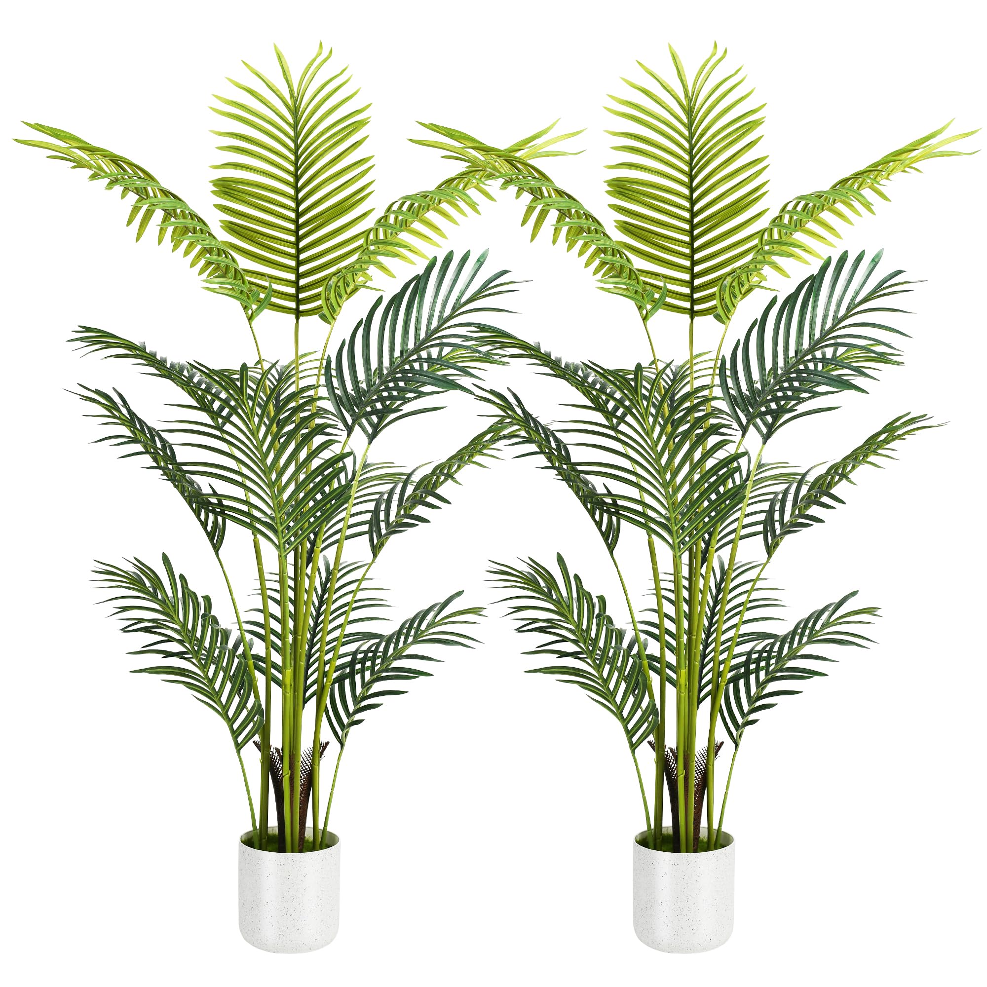 Artificial Palm Tree 4FT, Suntee Fake Tree with White Tall Planter 2 Pack