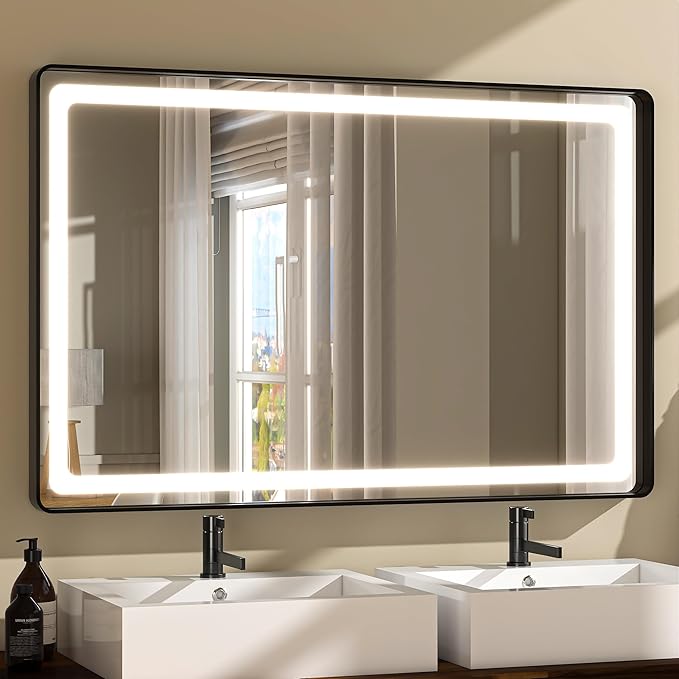 Black Bathroom Mirrors  Metal Frame Rectangle Mirror