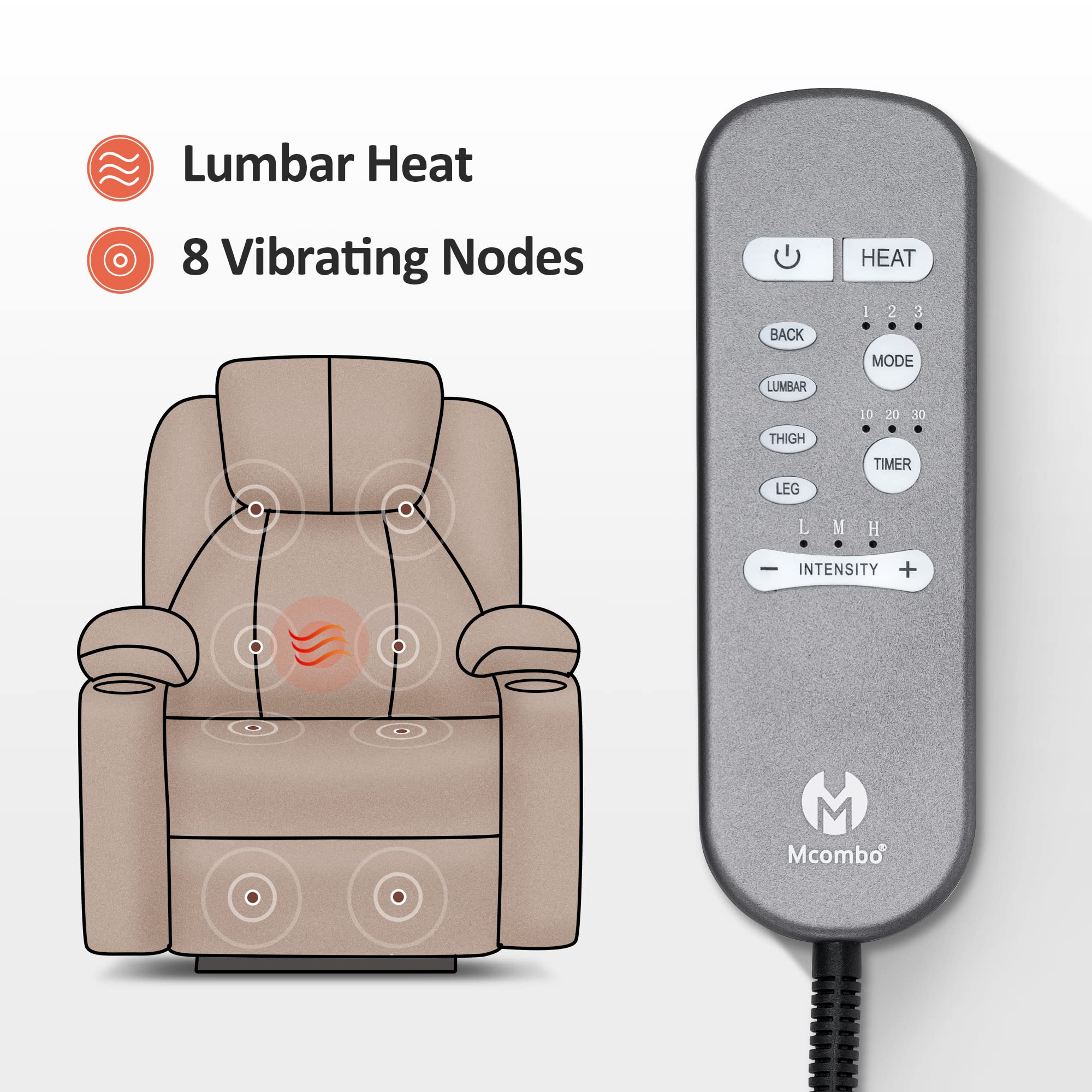 ComfortRise Power Lift Recliner Chair – Vibration, Cup Holders & Extended Footrest