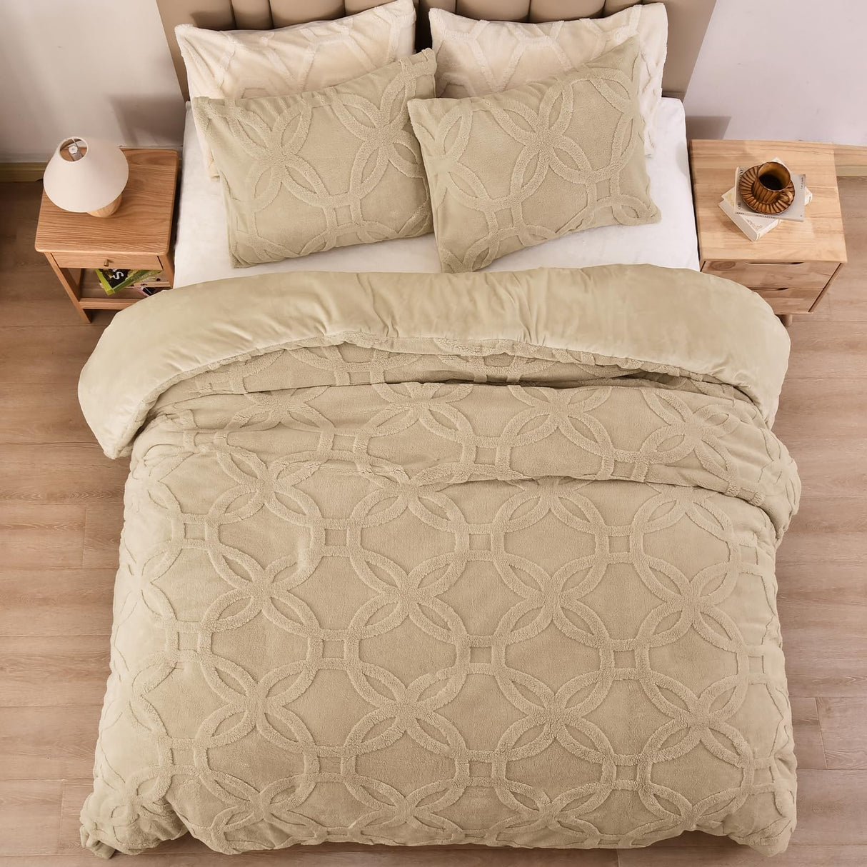 3 Pieces Sherpa Fleece Comforter Set Queen Size, Super Soft & Warm Fluffy Comfy Velvet
