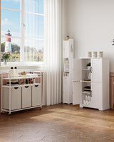 Bathroom Floor Storage Cabinet, Freestanding Cabinet with 4 Door, 2 Adjustable Shelves,