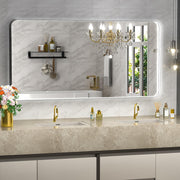 LED Bathroom Mirror with Lights, Rounded Rectangle Black Frame Embedded