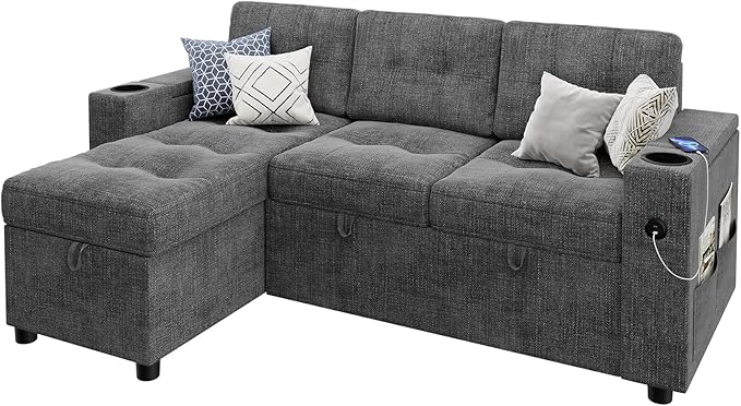 Sleeper Sectional Sofa,Sectional Couch,Sofa Bed- 2 in 1 Pull Out Couch Bed