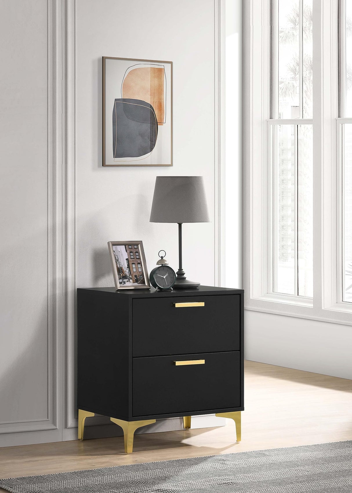 Kendall 2-Drawer Contemporary Nightstand Bedroom Storage Cabinet Bedside Table