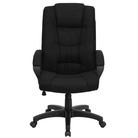 Jessica High Back Black Fabric Executive Swivel Office Chair with Arms