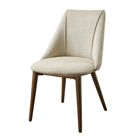 Willene Contemporary Fabric Side Chair in Beige/Walnut (Set of 2)