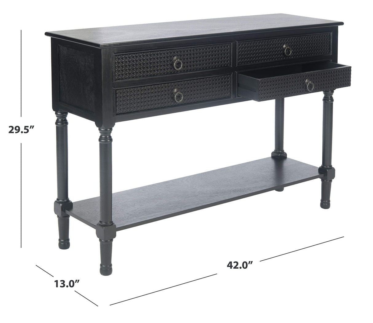 Safavieh Home Collection Haines Black 4-Drawer Bottom Shelf Console Table