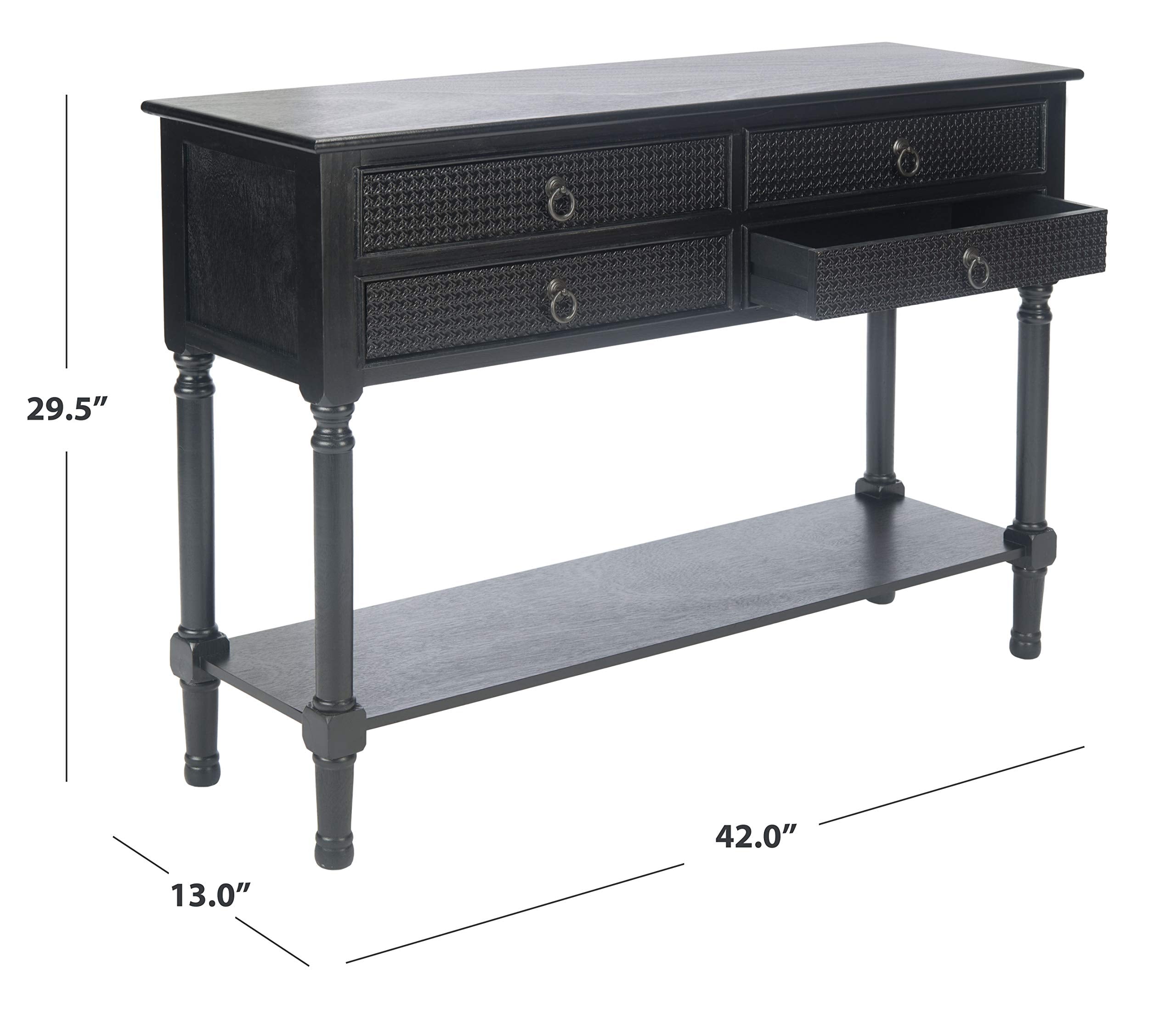 Safavieh Home Collection Haines Black 4-Drawer Bottom Shelf Console Table