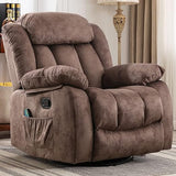 Massage Swivel Rocker Recliner Chair with Heat and Vibration, 360 Degree Swivel Manual