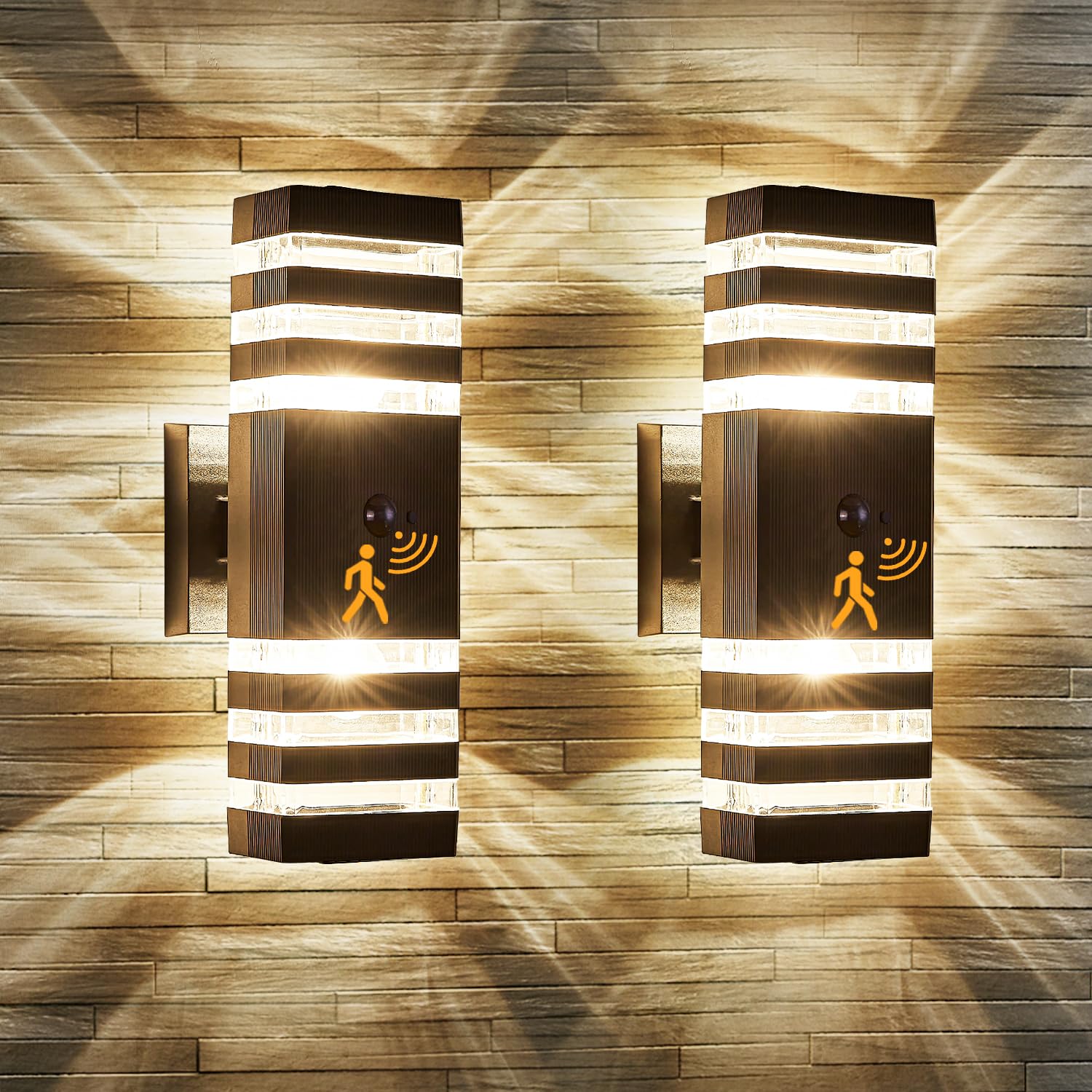 2 Pack Motion Sensor Outdoor Wall Light Fixture Up Down Porch Lights