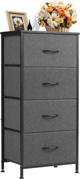 Dresser for Bedroom, Storage Drawers, Skinny Fabric Storage Tower with 4 Drawers,