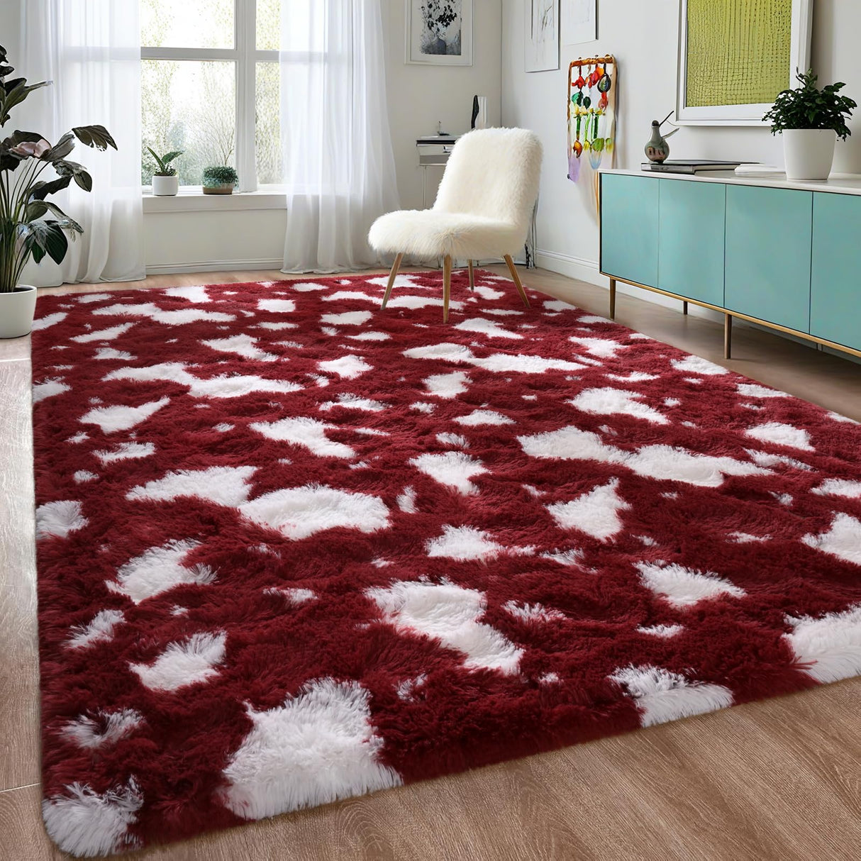 Fluffy Bedroom Rug Carpet - 6x9 Feet Shaggy Area Rugs for Living Room, Soft Rug for Girls Boys Kids Room,