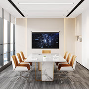 79-Inch Luxurious White Sintered Stone Conference Room Table for 6-8 People