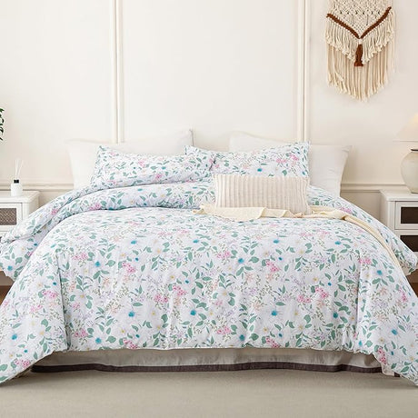 King Size Comforter Set 100% Cotton Floral Bedding Comforter Sets with Light