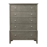 Benjara Wooden Chest with Natural Grain Texture Finish and 5 Drawers, Gray