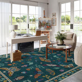 Lahome Insect Print Area Rugs 8x10, Non Slip Washable Rugs for Living Room 8x10 Rug, Soft Modern Bedroom Rug 8x10 Under Bed Ultra-Thin Large Carpet for Dining Room Office Playroom(8'x10',Dark Green)