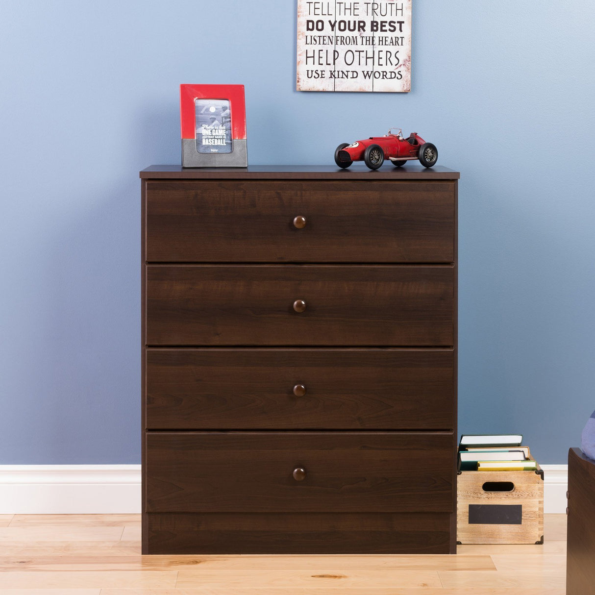 Astrid Simplistic 4-Drawer Dresser for Bedroom, Functional Bedroom Dresser Chest